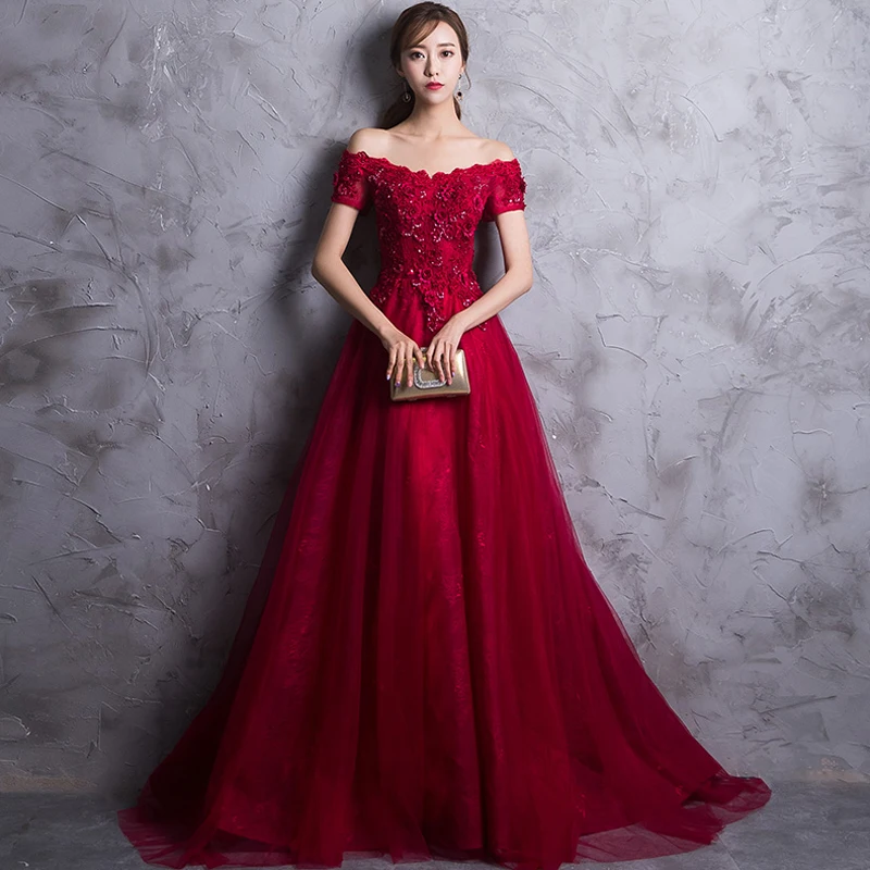 Formal Evening Dresses Boat Neck Short Sleeve Wine red Lace A line Floor Length Fashion Designer Formal Dress
Formal Evening Dresses Boat Neck Short Sleeve Wine red Lace A line Floor Length Fashion Designer Formal Dress