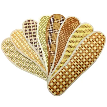 

1 Pair Hand-Woven Bamboo Linen Insoles For Sandals Shoes Unisex Outdoor Sports Anti-Bacterial Breathable Cool Inserts Shoe Pad
