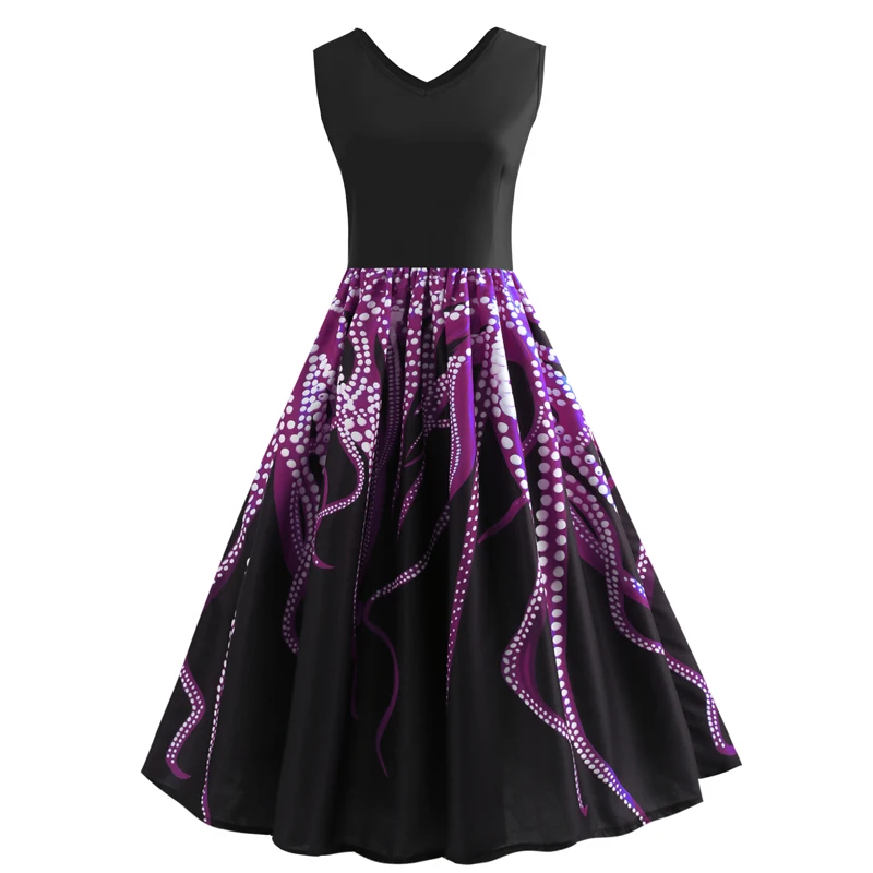 Print V Neck Summer Dress Women Sleeveless Sexy Party Dress Retro Hepburn Robe Vintage 50s 60s Rockabilly Women Dress Jurken
Print V Neck Summer Dress Women Sleeveless Sexy Party Dress Retro Hepburn Robe Vintage 50s 60s Rockabilly Women Dress Jurken