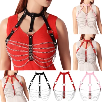 Metal Chain Llingerie Leather Punk Gothic Rivet Strap Adjustable Chest Belt Crop Tops Cage Dance Rave Sexy Black Harness Bra
Metal Chain Llingerie Leather Punk Gothic Rivet Strap Adjustable Chest Belt Crop Tops Cage Dance Rave Sexy Black Harness Bra