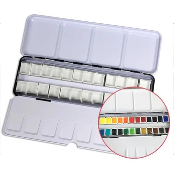 Portable Empty Watercolor Tins Palette Paint Metal Box Case with 24pcs Half Pans for Drawing Painting Supplies
Portable Empty Watercolor Tins Palette Paint Metal Box Case with 24pcs Half Pans for Drawing Painting Supplies