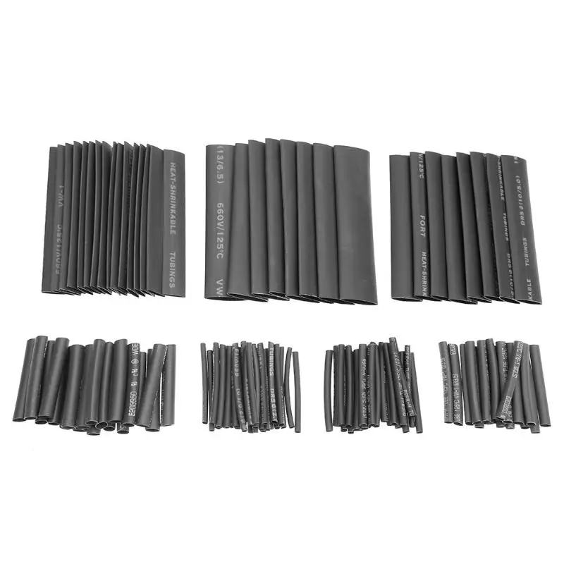 

127pcs/set Black 40/80mm Insulation Assorted 2:1 Heat Shrink Tubing Wrap Cable Sleeves Accessories Broken Line Repair Cable Kits