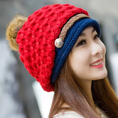 2018 New Fashion Woman's Warm Woolen Winter Hats Knitted Fur Cap For Woman Snapback Cap Lady Female Brim stripe Skullies Hats
2018 New Fashion Woman's Warm Woolen Winter Hats Knitted Fur Cap For Woman Snapback Cap Lady Female Brim stripe Skullies Hats