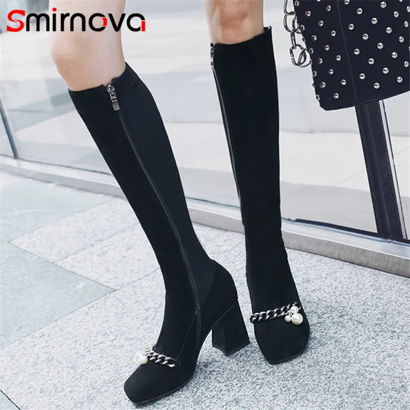 Smirnova HIGH quality long boots ladies 2018 autumn winter cow suede leather boots high heels knee high boots black shoes zipper
Smirnova HIGH quality long boots ladies 2018 autumn winter cow suede leather boots high heels knee high boots black shoes zipper