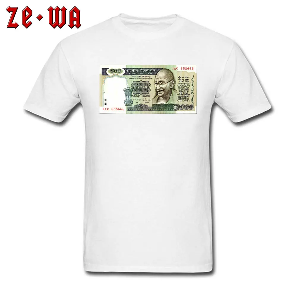Indian Currency Slim Fit Summer/Fall Pure Cotton Round Neck Men Tops Shirt Casual Sweatshirts Designer Short Sleeve T-shirts Indian Currency white