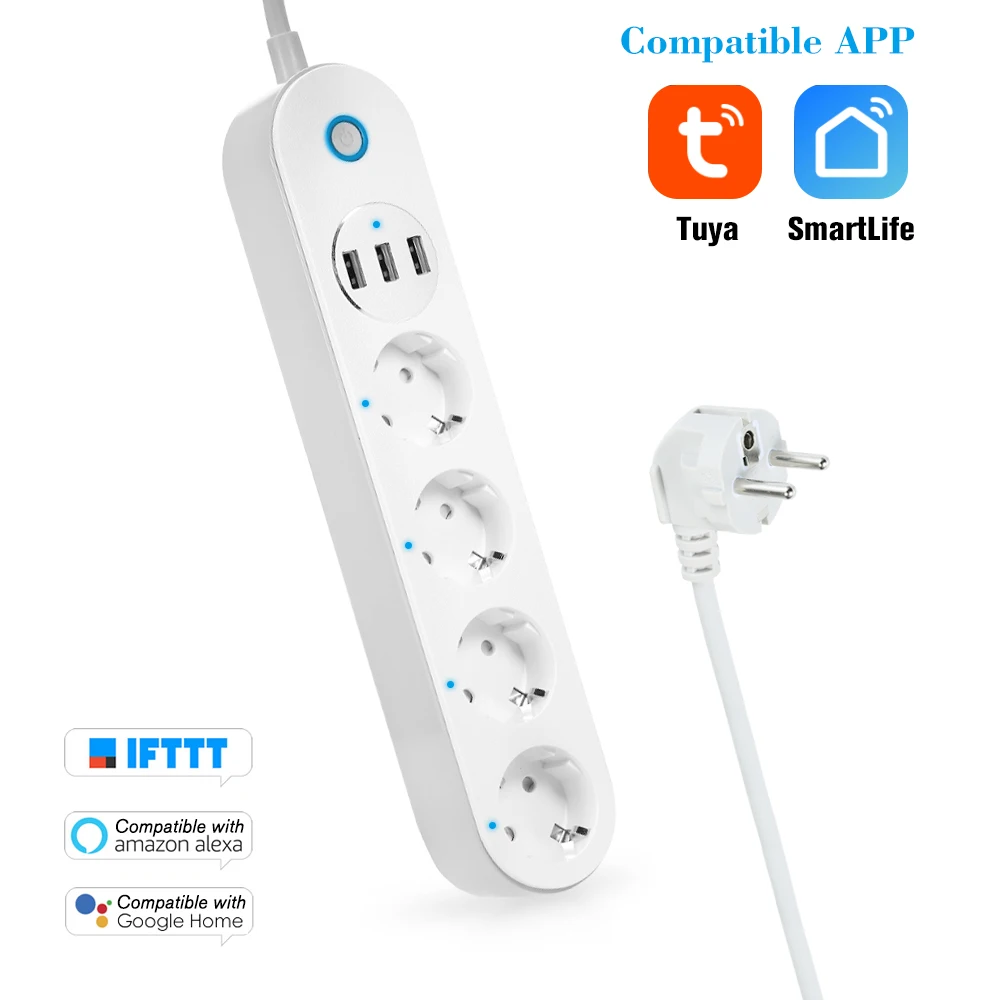WiFi Smart Power Strip Socket Voice Control Multi-Plug Timer Switch Power Strip App Remote Control Via Smartphone Tablets
WiFi Smart Power Strip Socket Voice Control Multi-Plug Timer Switch Power Strip App Remote Control Via Smartphone Tablets