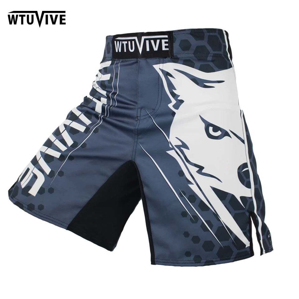 Черно-белые хлопковые боксерские шорты WTUVIVE MMA с цветами тренировочные для