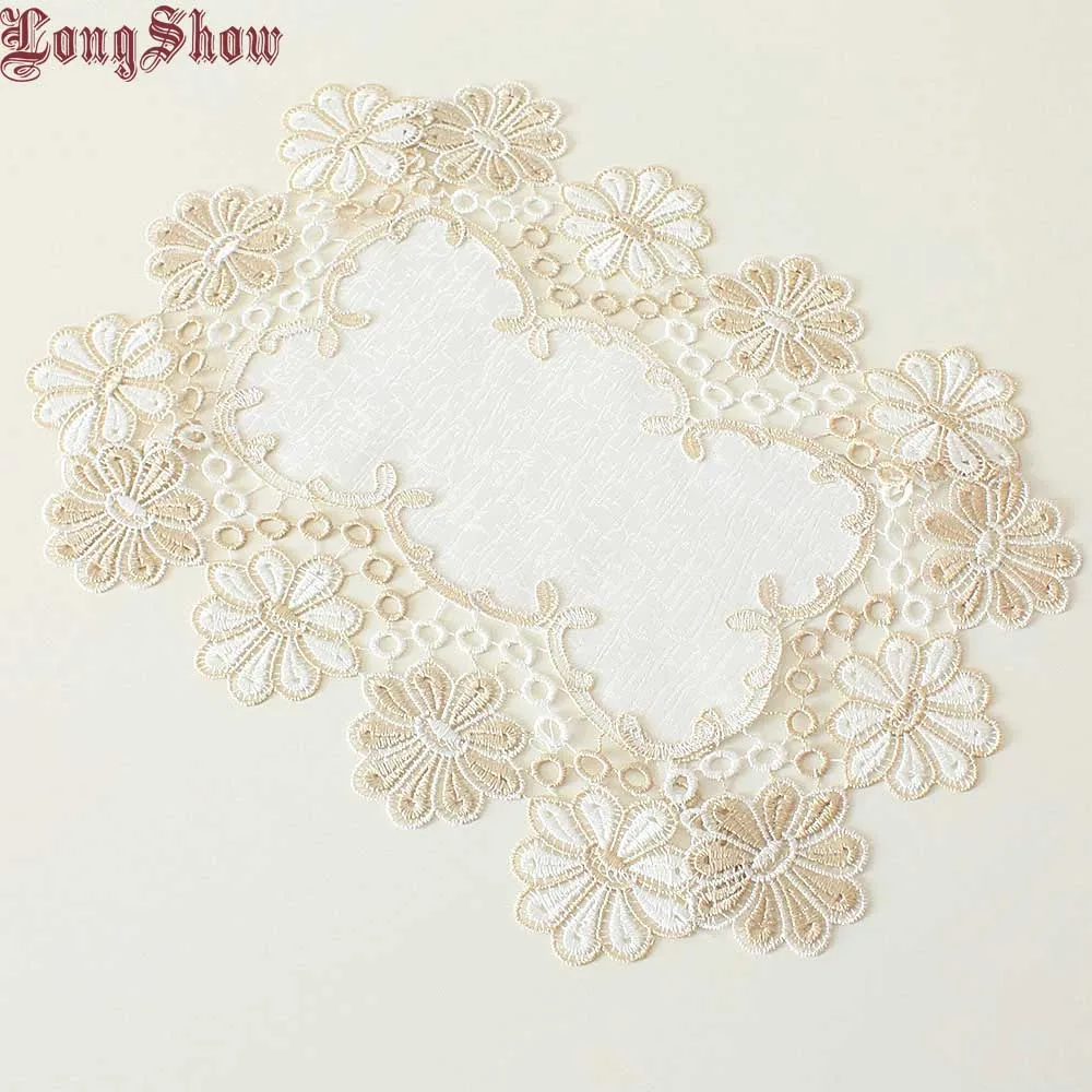 LongShow 1Lot/4pcs 30x45cm Vintage Embroidered Lace Trim Slubbed Fabric Placemats With Two-Tone Lace Trim
LongShow 1Lot/4pcs 30x45cm Vintage Embroidered Lace Trim Slubbed Fabric Placemats With Two-Tone Lace Trim