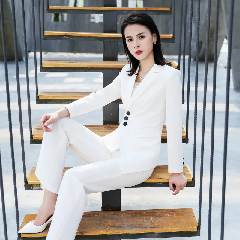 2018 Autumn Winter formal elegant Women's blazers trouser Suits ladies office lady pant suit pants and blazer Jacket set White
2018 Autumn Winter formal elegant Women's blazers trouser Suits ladies office lady pant suit pants and blazer Jacket set White