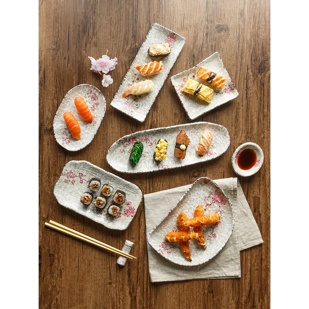 ceramic plates handpainted flower printed Japan style sushi porcelain cutlery rectangle round food container dinnerware
ceramic plates handpainted flower printed Japan style sushi porcelain cutlery rectangle round food container dinnerware