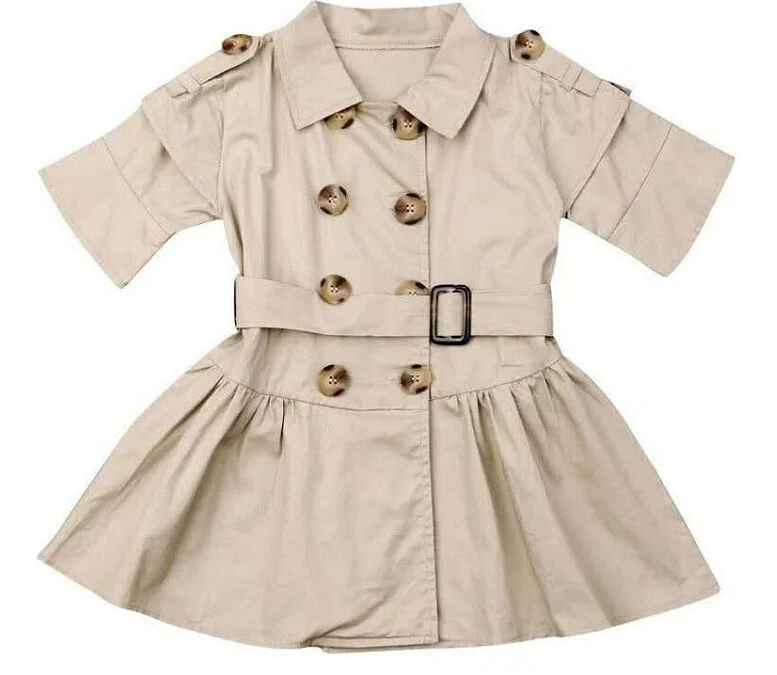 2019 New Arrival Kid Baby Girl Short Sleeve Khaki Dress Clothes Double Breasted Wind Coat Belt Casual Dress Wholesale Dropship
2019 New Arrival Kid Baby Girl Short Sleeve Khaki Dress Clothes Double Breasted Wind Coat Belt Casual Dress Wholesale Dropship