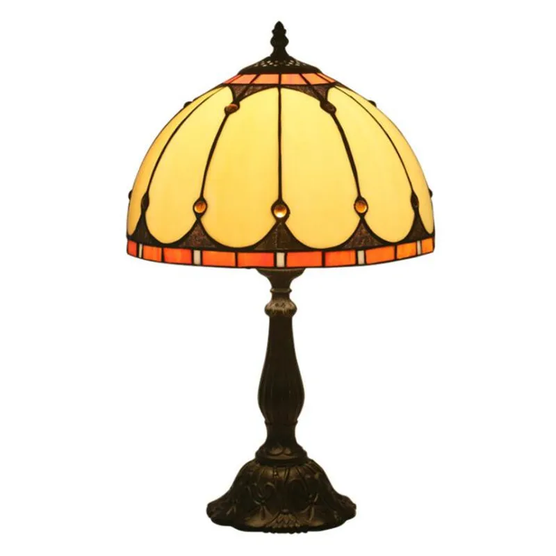 

12" America Country European Vintage Glass Tiffany Table Lamp for Foyer Bed Room Bar Apartment Glass Reading Light H 49cm 1067