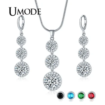 UMODE New Fashion Round Pendant Necklace and Earrings Sets for Women Blue Black Green Red Zircon White Gold Jewelry AUS0083
UMODE New Fashion Round Pendant Necklace and Earrings Sets for Women Blue Black Green Red Zircon White Gold Jewelry AUS0083