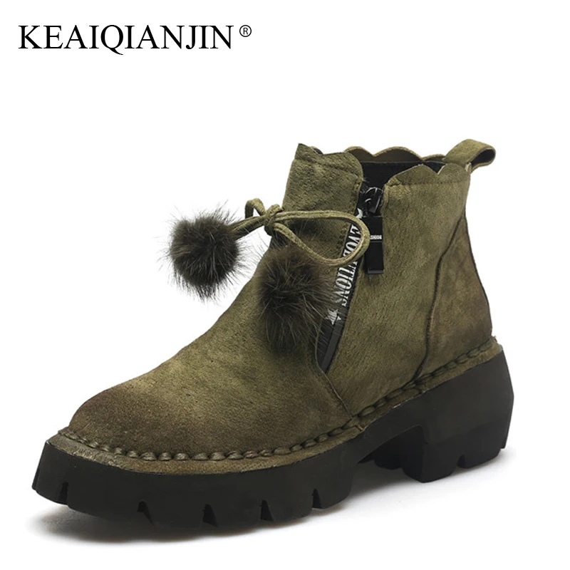 KEAIQIANJIN Women Gothic Shoes Sexy High Qulaity Platform Genuine Leather Shoes Woman High Heels Flat Platform Butterfly Boots