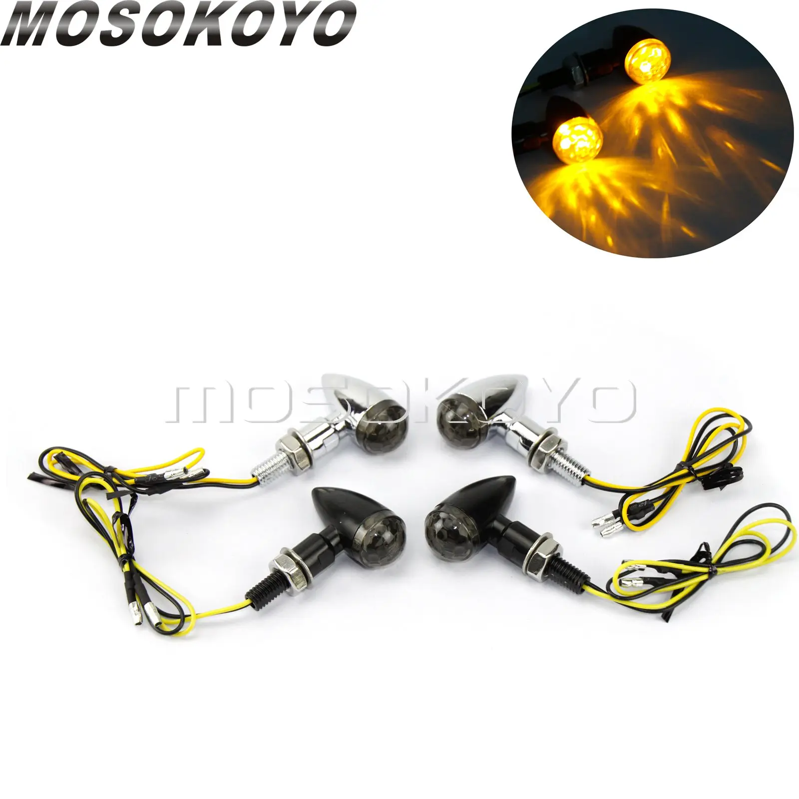 Chrome/Black 2x Mini Bullet Turn Signal Light LED Amber Indicator Flasher LED Licence Plate Light Emark E11 Motorcycle Blinker
Chrome/Black 2x Mini Bullet Turn Signal Light LED Amber Indicator Flasher LED Licence Plate Light Emark E11 Motorcycle Blinker
