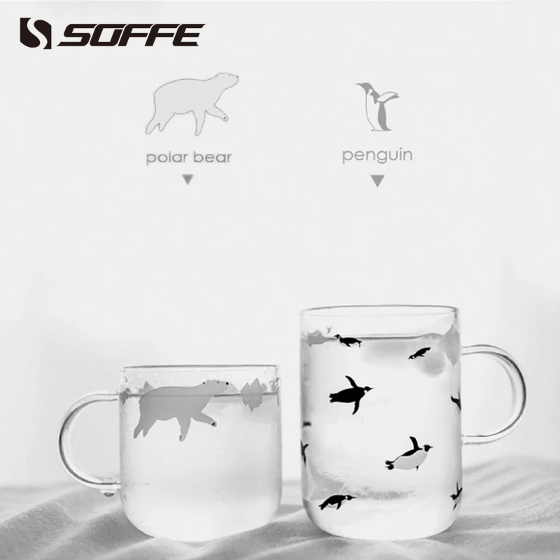 Soffe Polar Bear Penguin Single Wall Glass Mug Clear Borosilicate Glass Coffee Mug Travel Coffee Milk Cup With Handle Tumbler
Soffe Polar Bear Penguin Single Wall Glass Mug Clear Borosilicate Glass Coffee Mug Travel Coffee Milk Cup With Handle Tumbler