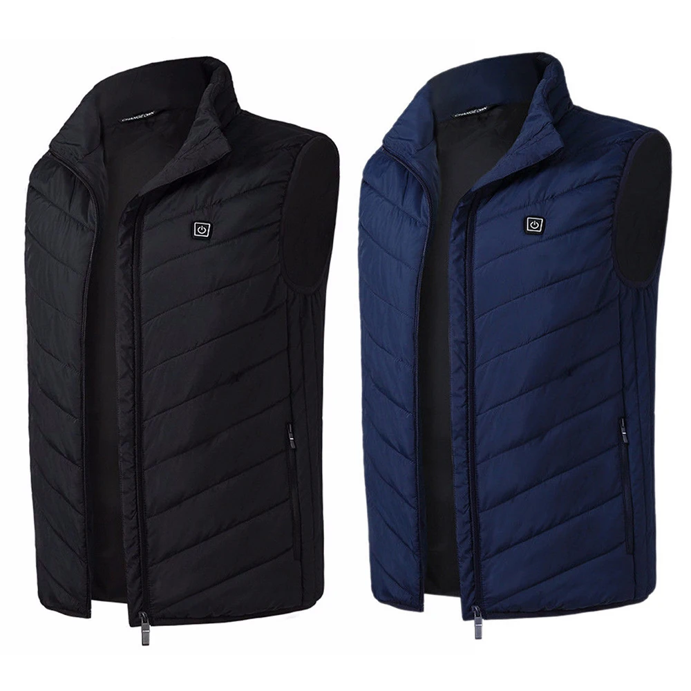 Black and Blue USB Heated Vest Jacket Winter Vest Jacket Heated Hunting Vest Jacket