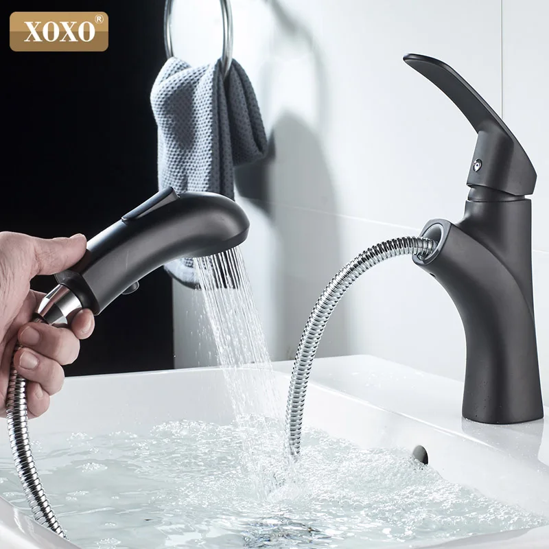 XOXO Basin Faucet Cold and hot Pull Out Brass bathroom Tap Black Single Hole Single Handle Water Mixer Tap Torneira Cozinha 8505
XOXO Basin Faucet Cold and hot Pull Out Brass bathroom Tap Black Single Hole Single Handle Water Mixer Tap Torneira Cozinha 8505