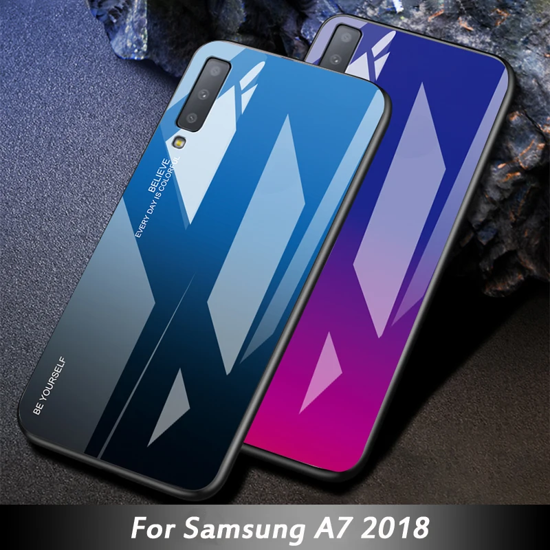 For Samsung Galaxy A7 2018 Case Gradient Tempered Glass Hard Case Soft TPU Silicone Frame Hard Glass Back Cover for Samsung A750
For Samsung Galaxy A7 2018 Case Gradient Tempered Glass Hard Case Soft TPU Silicone Frame Hard Glass Back Cover for Samsung A750