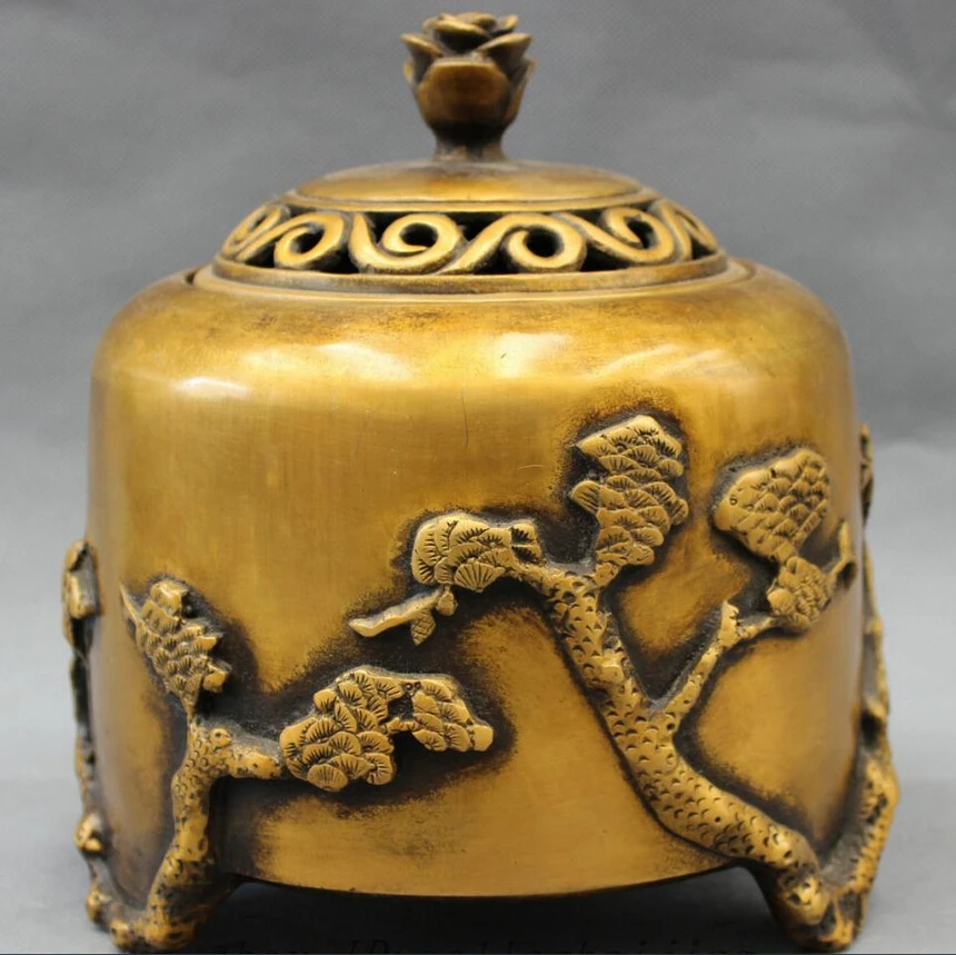 Collectible bronze S1366 8" Tibet Bronze Folk Buddhism Home Pine Tree Statue Box Incense Burner Censer (B0413)
Collectible bronze S1366 8" Tibet Bronze Folk Buddhism Home Pine Tree Statue Box Incense Burner Censer (B0413)