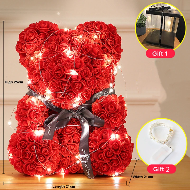 Teddy Rose Bear With Gift Box Card and LED Light String Artificial Flowers Rose Flower Bear Birthday Womens Day Gift For Mom
Teddy Rose Bear With Gift Box Card and LED Light String Artificial Flowers Rose Flower Bear Birthday Womens Day Gift For Mom