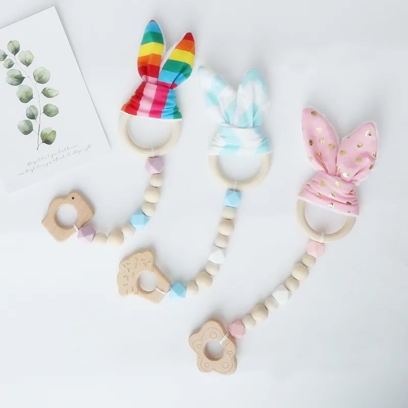 DIY Wooden Silicone Beads Teether Toys rabbit ears hang ornaments Photography Props Handmade beads string pendant
DIY Wooden Silicone Beads Teether Toys rabbit ears hang ornaments Photography Props Handmade beads string pendant