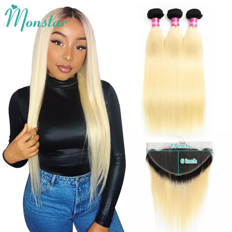 Monstar 13x6 Lace Frontal with Peruvian Straight Hair 1B 613 Ombre Blonde 100% Human Hair Remy 2 3 4 Bundle with Closure Frontal
Monstar 13x6 Lace Frontal with Peruvian Straight Hair 1B 613 Ombre Blonde 100% Human Hair Remy 2 3 4 Bundle with Closure Frontal