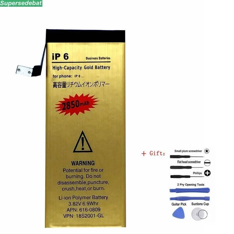 supersedebat High Capacity Battery for iPhone 6 6g Li-polymer Phone Replacement Batteries Accumulator +tools
supersedebat High Capacity Battery for iPhone 6 6g Li-polymer Phone Replacement Batteries Accumulator +tools