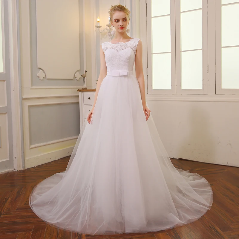 Qq Lover 2 In 1 Mermaid Wedding Dress With Tulle Detachable Train