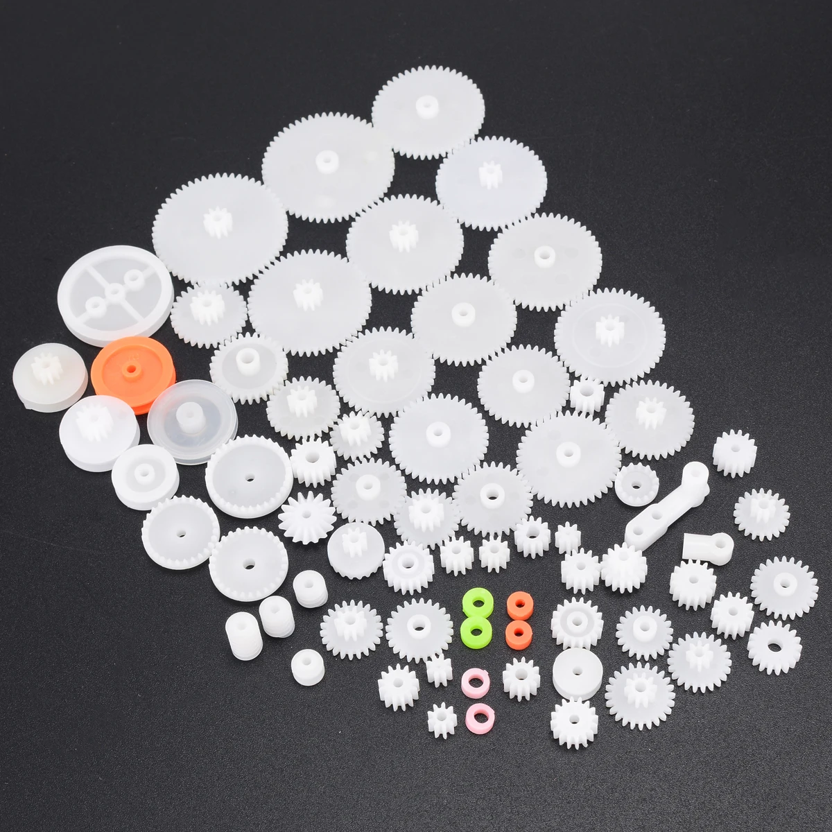 64pcs/lot Plastic Gears 0.5 Module White Shaft Single Double Layer Crown Worm Gears Cog Wheels DIY Combination Parts
64pcs/lot Plastic Gears 0.5 Module White Shaft Single Double Layer Crown Worm Gears Cog Wheels DIY Combination Parts