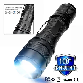 P50 LED Flashlight USB Charging Zoomable Lighting 5 Modes Outdoor Torch Camping Flashlight Rechargeable Use 26650 battery
P50 LED Flashlight USB Charging Zoomable Lighting 5 Modes Outdoor Torch Camping Flashlight Rechargeable Use 26650 battery