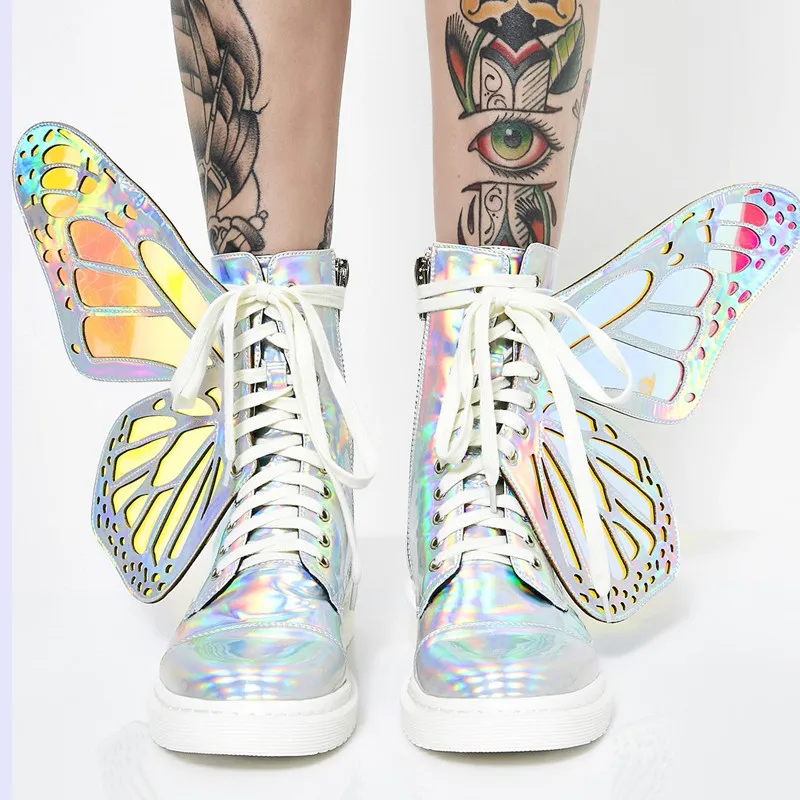 2019 New Women Silver Sneakers Lace Up Flats Casual Winter Boots Shiny Butterfly Wings Ladies Short Booties Fashion Zapatillas
2019 New Women Silver Sneakers Lace Up Flats Casual Winter Boots Shiny Butterfly Wings Ladies Short Booties Fashion Zapatillas