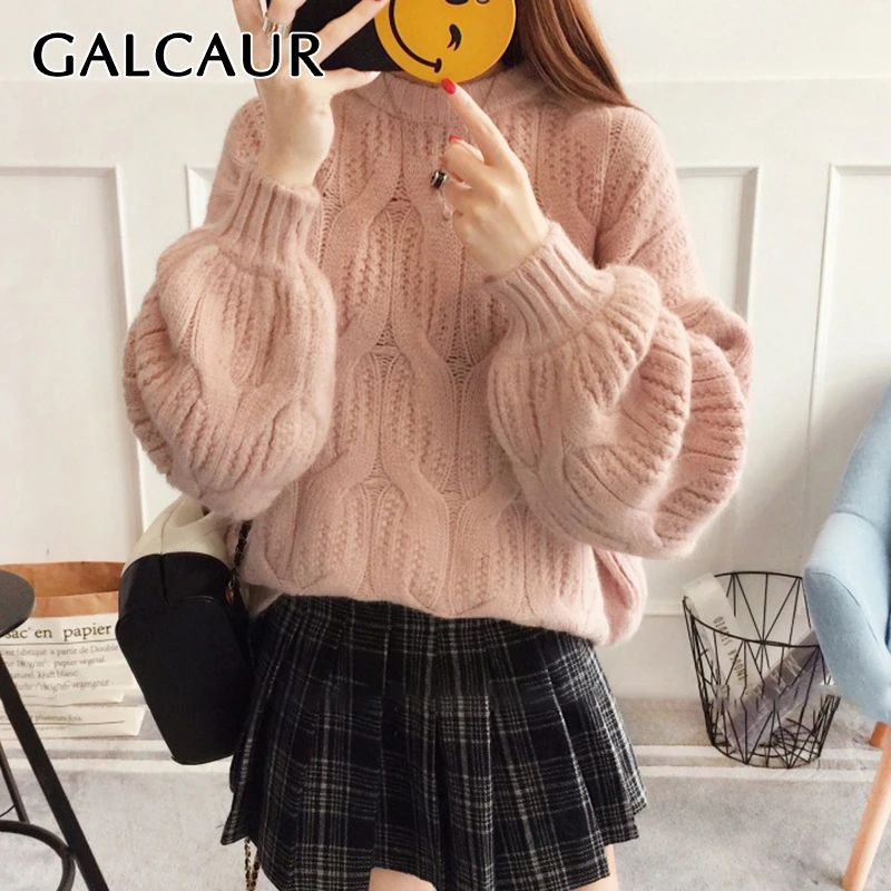 GALCAUR Winter Solid Women's Sweater O Neck Lantern Sleeve Loose Pullovers Casual Sweaters Female 2019 Fashion Clothing New
GALCAUR Winter Solid Women's Sweater O Neck Lantern Sleeve Loose Pullovers Casual Sweaters Female 2019 Fashion Clothing New