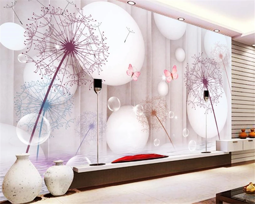 

beibehang wallpaper for walls 3 d High fashion any size wallpaper dandelion bubble 3D TV background wall papel de parede tapety