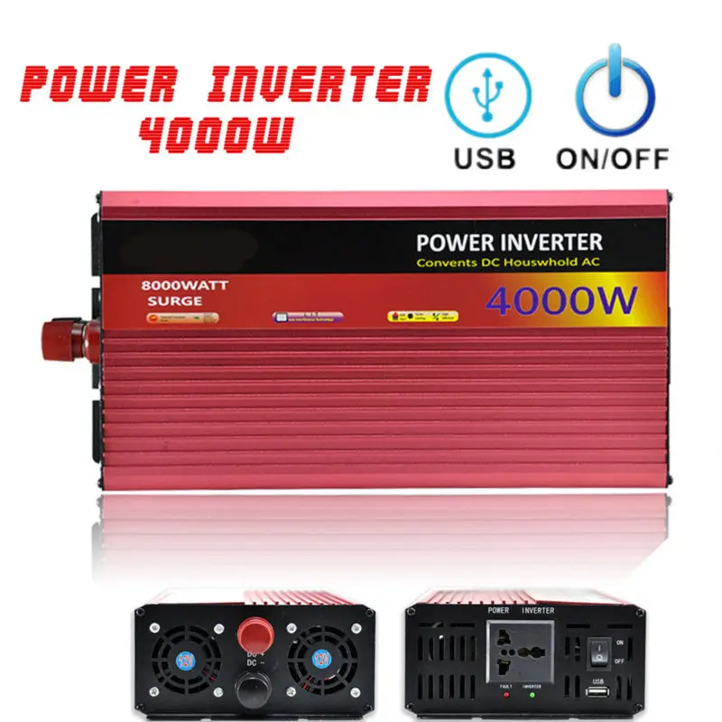 4000W 50HZ Portable Vehicles Off-Road Power Inverter DC12V To AC220V USB Output
4000W 50HZ Portable Vehicles Off-Road Power Inverter DC12V To AC220V USB Output