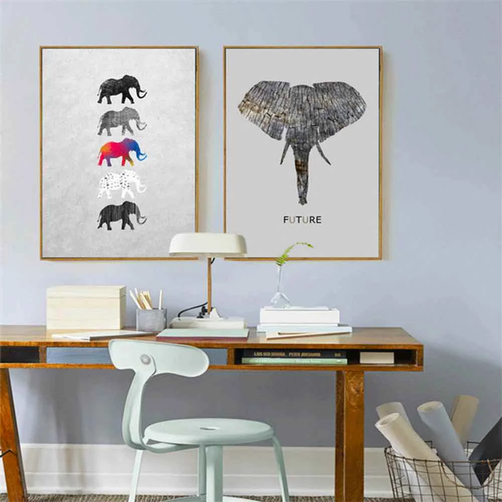 HAOCHU холст Слоны картина с тотемом для гостиной домашний Декор Картина Настенная