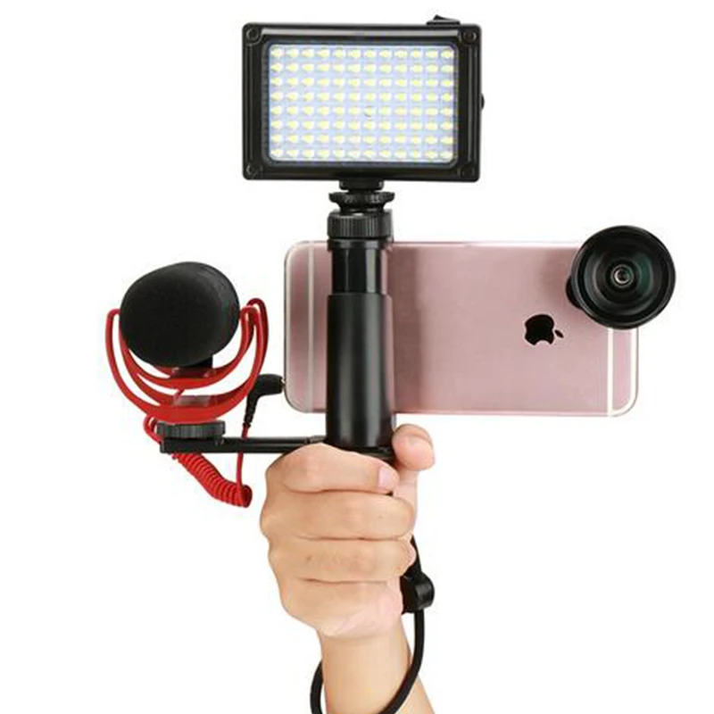 F-Mount Smartphone Grip Handle Rig with Wrist Strap, Tripod Mount Adapter & Cold Shoe Mount for Led Video Light and Micro
F-Mount Smartphone Grip Handle Rig with Wrist Strap, Tripod Mount Adapter & Cold Shoe Mount for Led Video Light and Micro