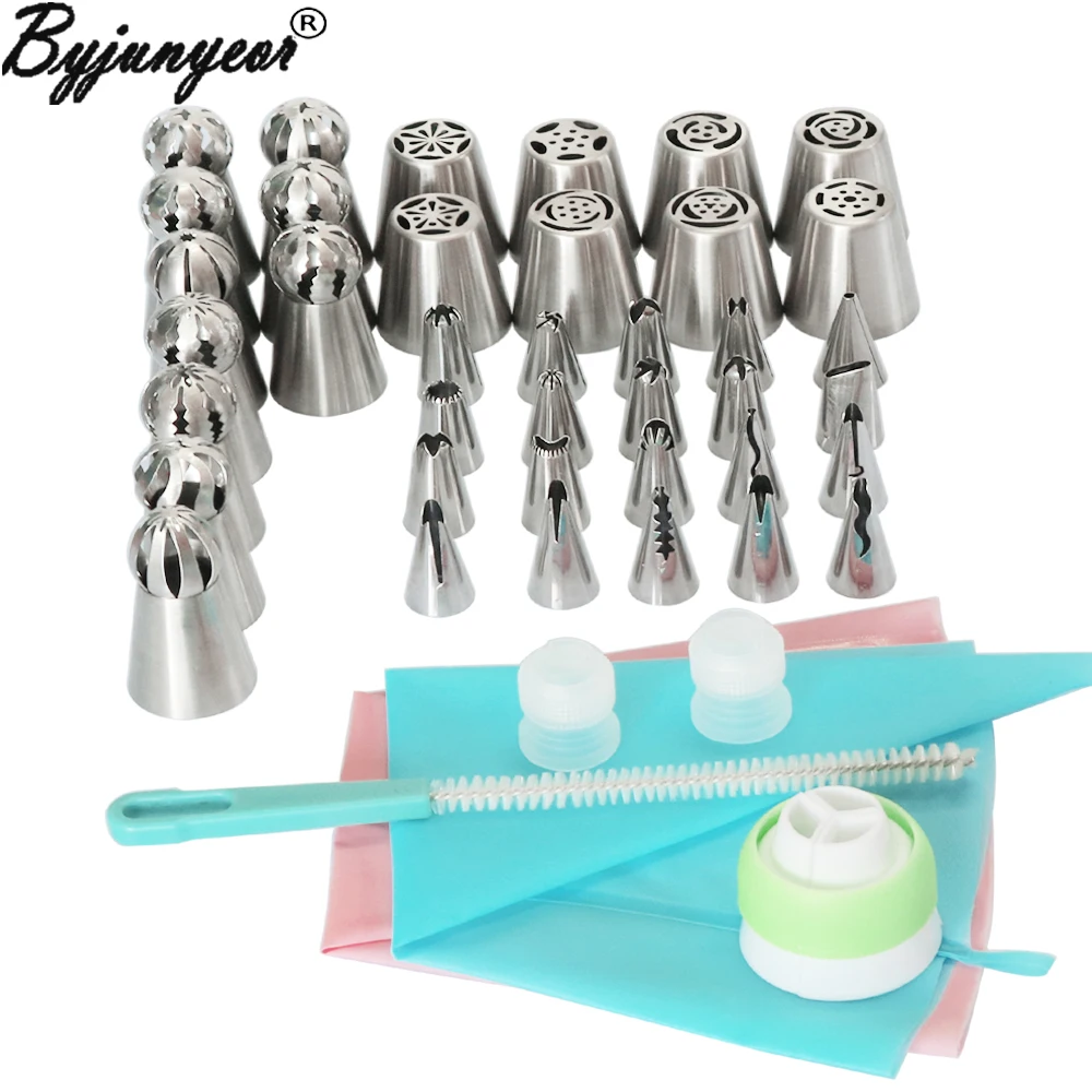 44pcs Russian Piping Tips Stainless Steel Nozzles Baking Pastry Tools Piping Bag and Nozzles Pastry Bag Stencils CS111
44pcs Russian Piping Tips Stainless Steel Nozzles Baking Pastry Tools Piping Bag and Nozzles Pastry Bag Stencils CS111