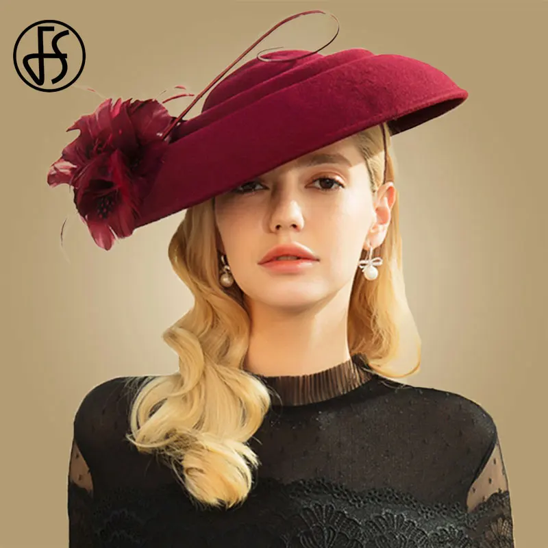FS Winter Fascinator Wool Hat Women Felt Fedoras Flowers Feather Pillbox Hat Black Red Ladies Wedding Church Hats Cloche Caps
FS Winter Fascinator Wool Hat Women Felt Fedoras Flowers Feather Pillbox Hat Black Red Ladies Wedding Church Hats Cloche Caps