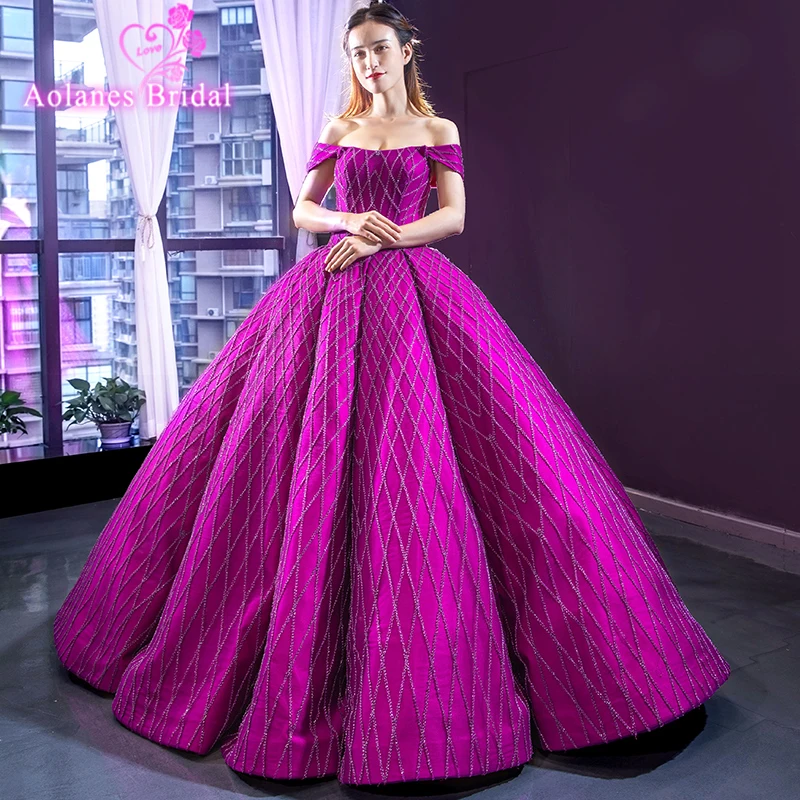 Rose Pink Ball Gown Prom Gowns Sweetheart Straps Appliques Beading Tulle Floor Length Backless Long Evening Women Party Dresses | Свадьбы и