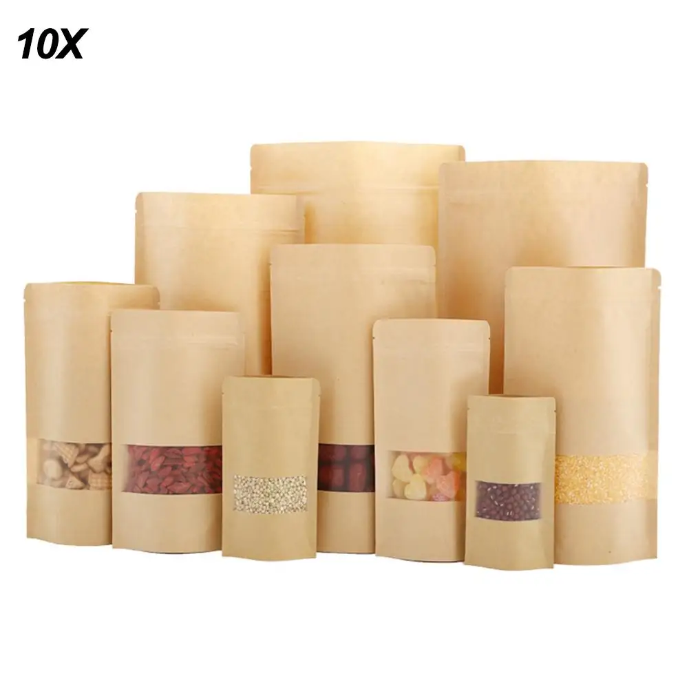10pcs/lot Kraft Paper Bag Stand Up Zip Lock Kraft Paper Bag With Clear Window Kraft Paper Pouch Zipper Grip Seal Packaging
10pcs/lot Kraft Paper Bag Stand Up Zip Lock Kraft Paper Bag With Clear Window Kraft Paper Pouch Zipper Grip Seal Packaging
