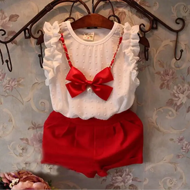 Фото Комплект милой одежды из 3 предметов для маленьких девочек шифоновая рубашка с