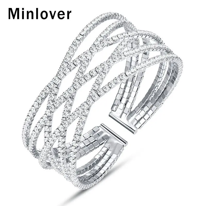 Minlover Crystal Multi Row Bracelets for Women Silver/Gold Color Multilayer Bride Bangles Wedding Jewelry Accessories New MSL366
Minlover Crystal Multi Row Bracelets for Women Silver/Gold Color Multilayer Bride Bangles Wedding Jewelry Accessories New MSL366