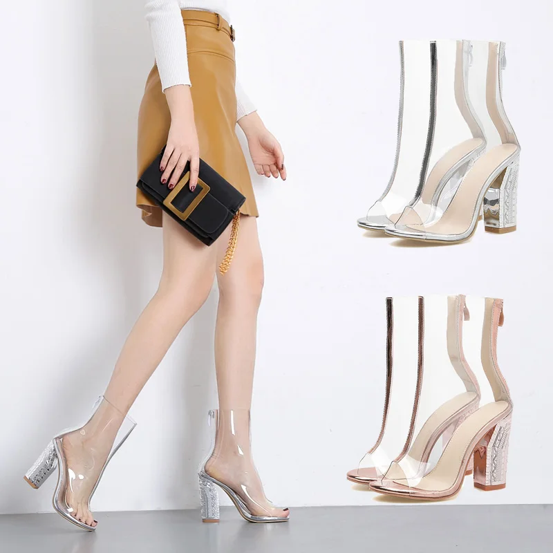 2019 Women Summer 10.5cm High Heels Block Heels Boots Sandals Female PVC Peep Toe Heels Wedding Shoes Lady Transparent Pumps
2019 Women Summer 10.5cm High Heels Block Heels Boots Sandals Female PVC Peep Toe Heels Wedding Shoes Lady Transparent Pumps