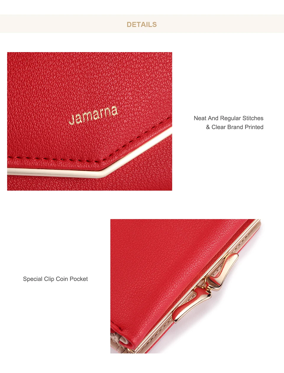 Jamarna Wallet Female PU Leather Women Wallets Hasp Coin Purse Wallet Female Vintage Fashion Women Wallet Small Card Holder Red 11