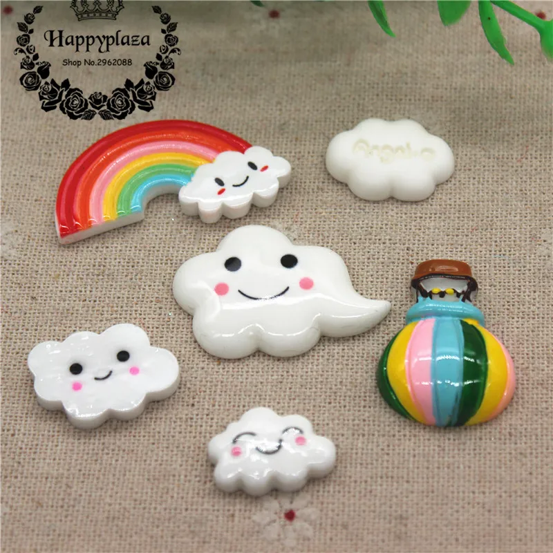 10pcs Kawaii Resin Rainbow Smiling Cloud Hot Air Balloon Flatback Cabochon Miniature Art DIY Craft Accessories
10pcs Kawaii Resin Rainbow Smiling Cloud Hot Air Balloon Flatback Cabochon Miniature Art DIY Craft Accessories