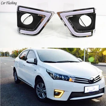 Car Flashing 1 Set 12V ABS LED DRL Daytime Running Light Daylight With Yellow Turn Signal DRL For TOYOTA Corolla 2014 2015 2016
Car Flashing 1 Set 12V ABS LED DRL Daytime Running Light Daylight With Yellow Turn Signal DRL For TOYOTA Corolla 2014 2015 2016