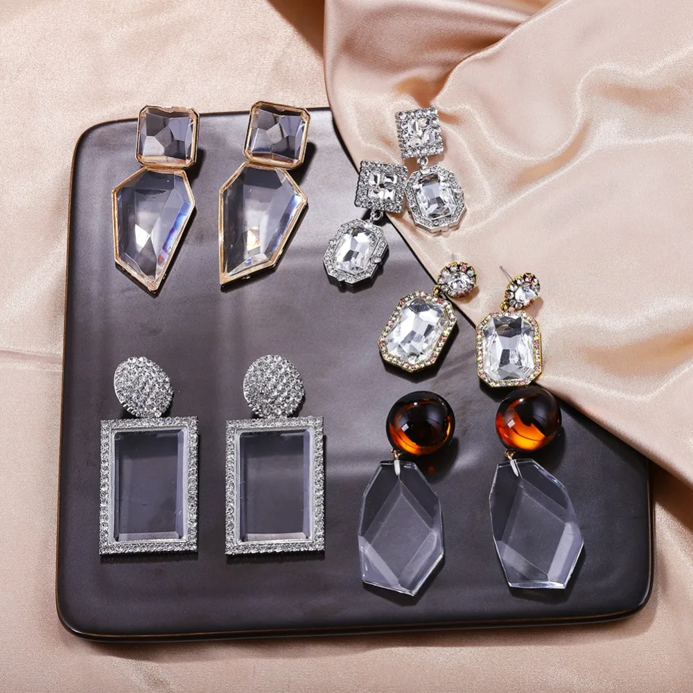 Girlgo Square Za Transparent Crystal Drop Earrings for Women Fashion White Glass Dangle Statement Earrings Charm Party Jewelry
Girlgo Square Za Transparent Crystal Drop Earrings for Women Fashion White Glass Dangle Statement Earrings Charm Party Jewelry