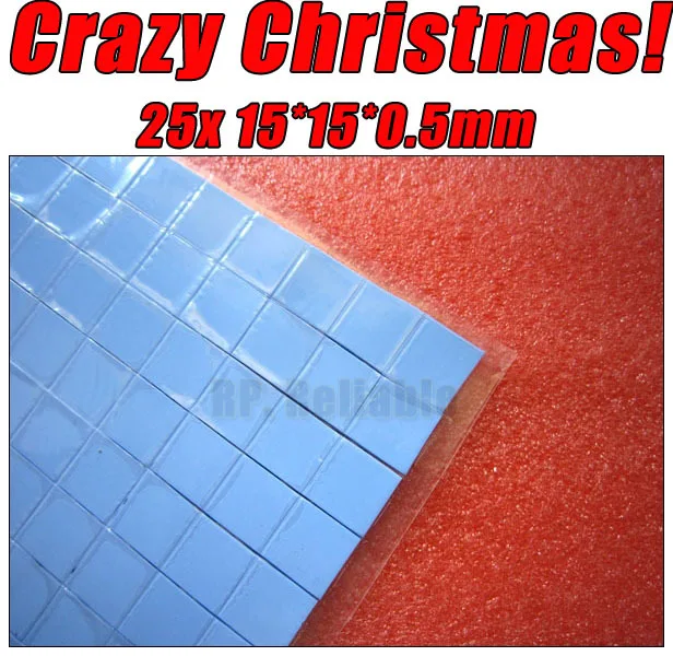 

Crazy Promotion! 25x 15mm*15mm*0.5mm Soft Blue Silicone Pads for PC Laptop Repair VGA GPU Heatsink Memory IC Heat Transfer