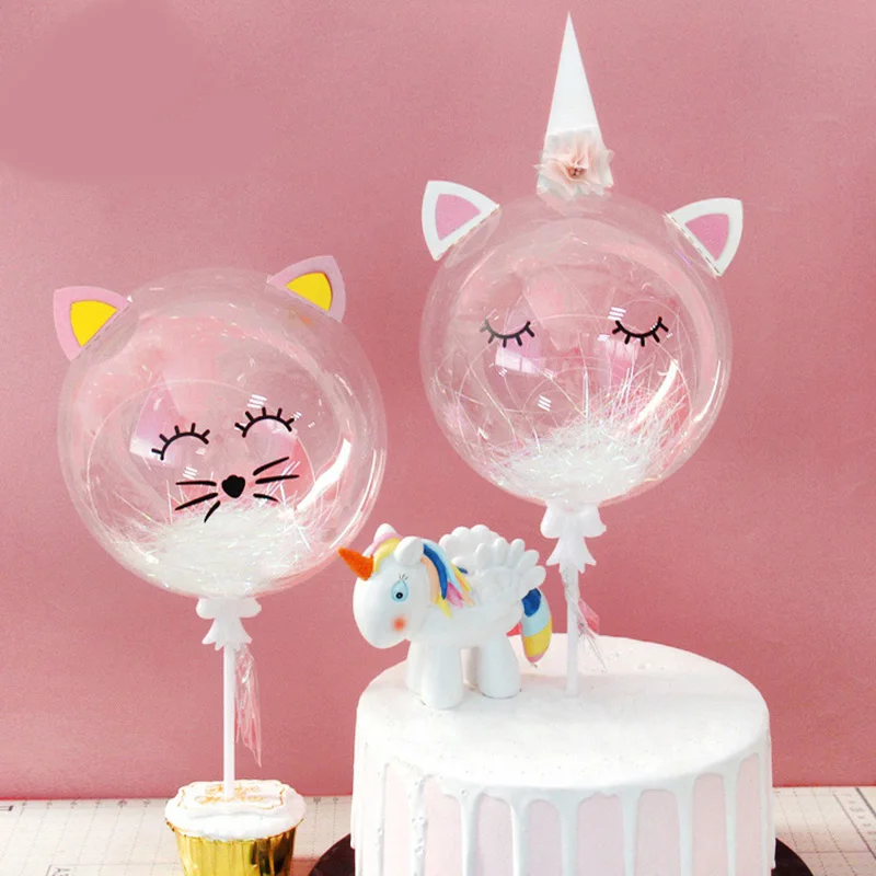 Cake topper Unicorn transparent balloon decoration Birthday cake card Cartoon animal plugin Cat
Cake topper Unicorn transparent balloon decoration Birthday cake card Cartoon animal plugin Cat